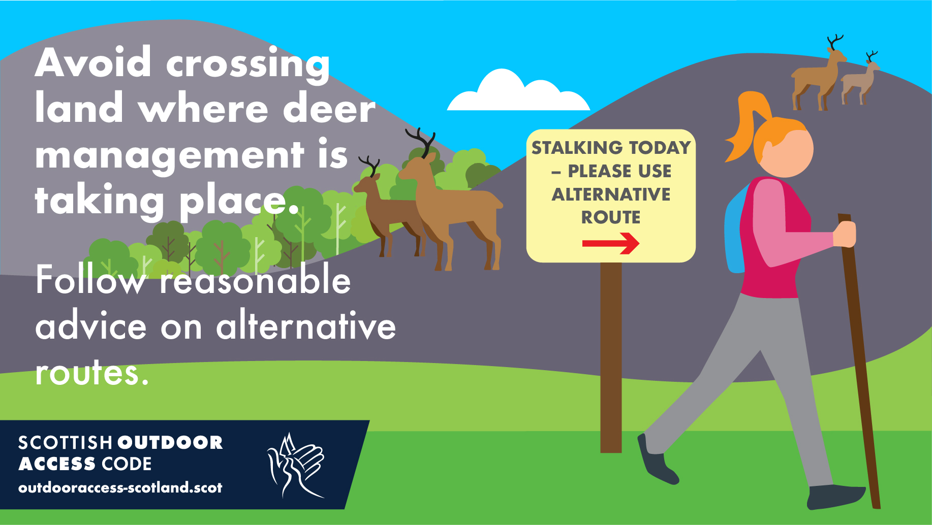 Avoid deer stalking areas.