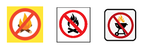 three symbols representing the no fires message