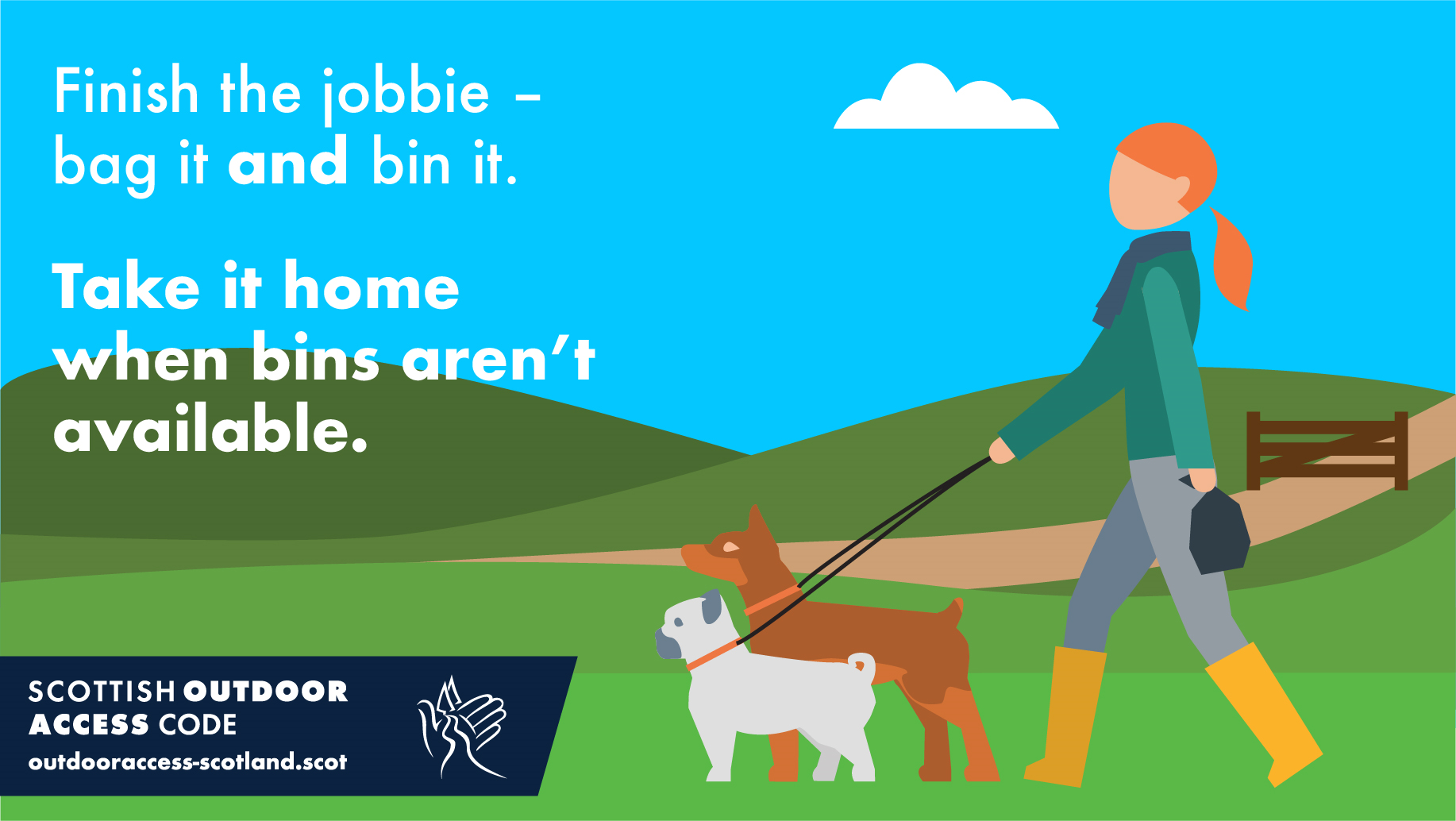 Finish the jobbie - bag it AND bin it. Take it home when there are no bins available.