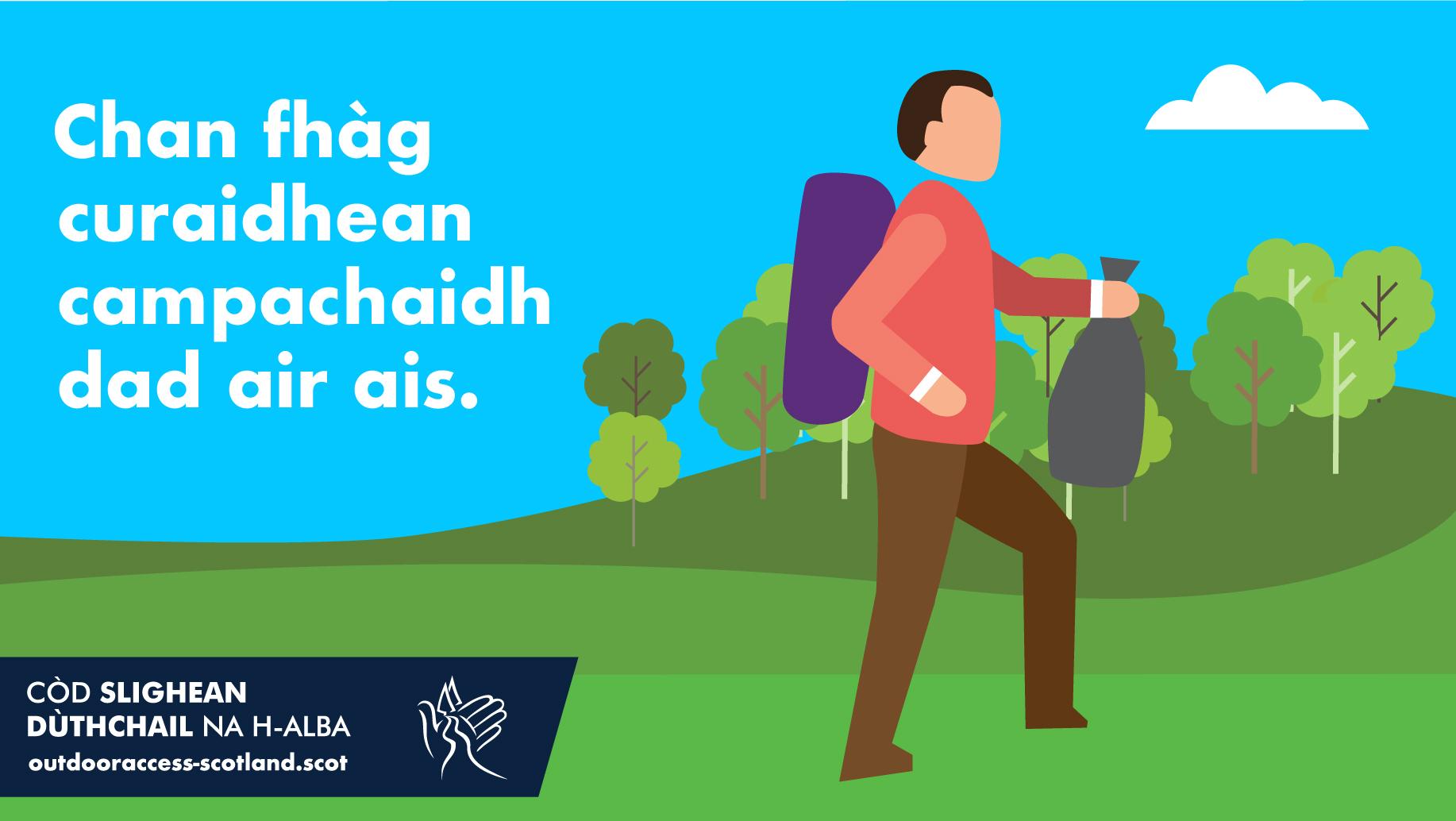Text on illustration: Chan fhàg curaidhean campachaidh dad air ais.